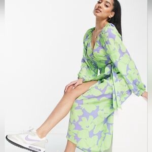 ASOS Design Wrap Belted Midi Dress Size 10